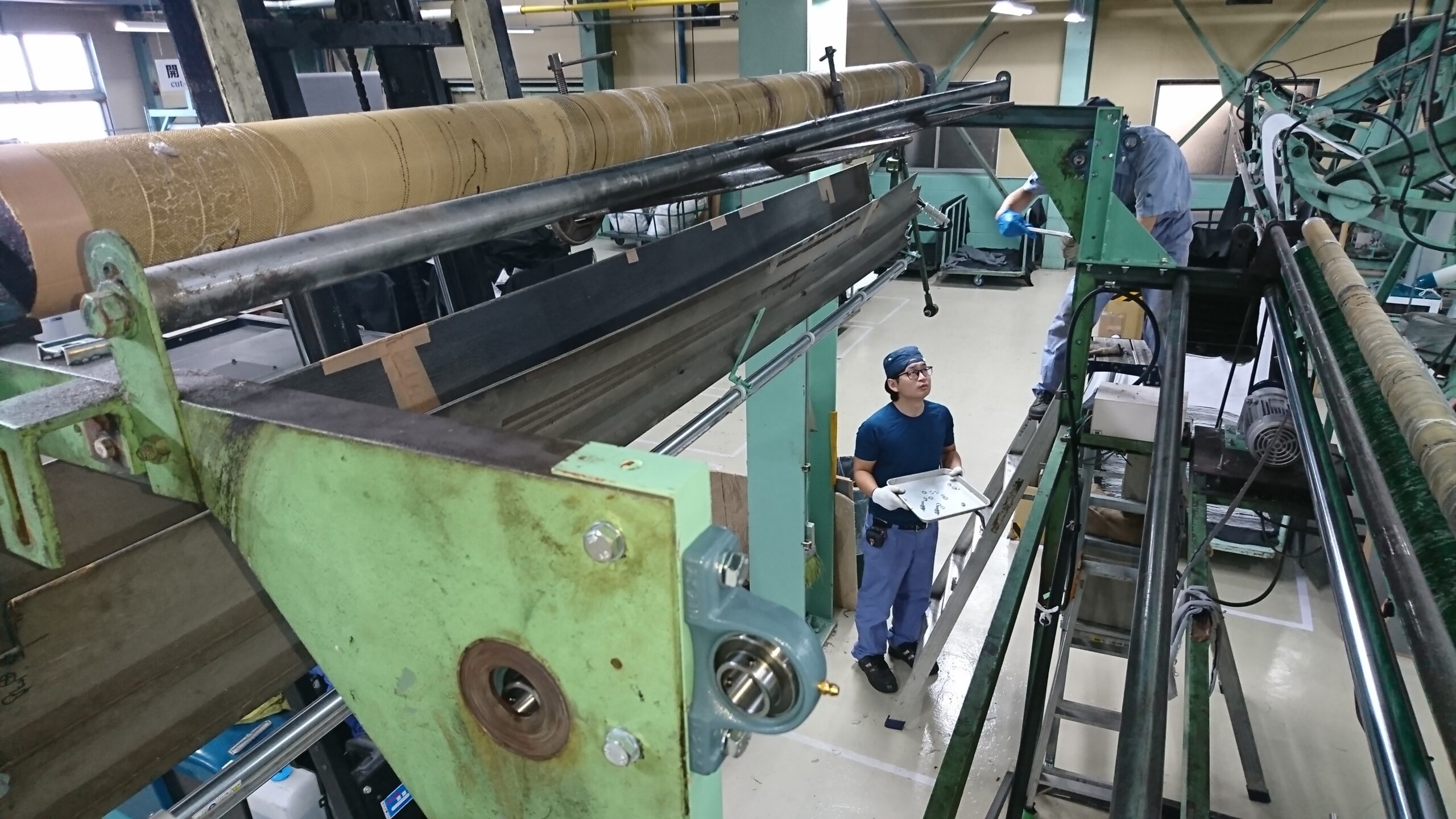 解反機の改修工事　振り落とし装置の高さ変更